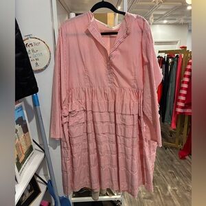 Krista Larson pink and white cottage throw over top or dress